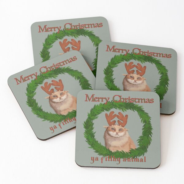 Item preview, Merry Christmas Ya Filthy Animal Ft Disapproving Cat designed and sold by Miriam T.