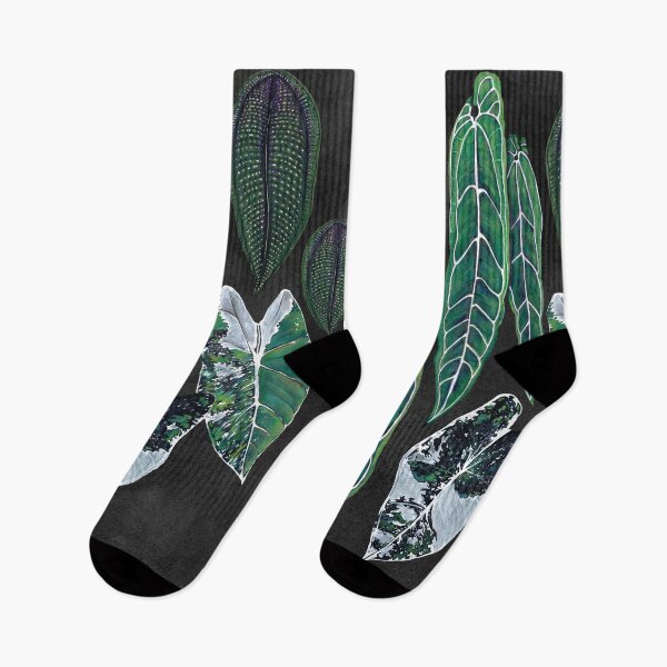 Item preview, sacred flora. hand drawn leaves, black background, ariods, athurium, mysticalm designed and sold by Soulape.