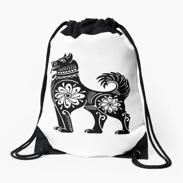 Southwestern Totemic Dog Drawstring Bag