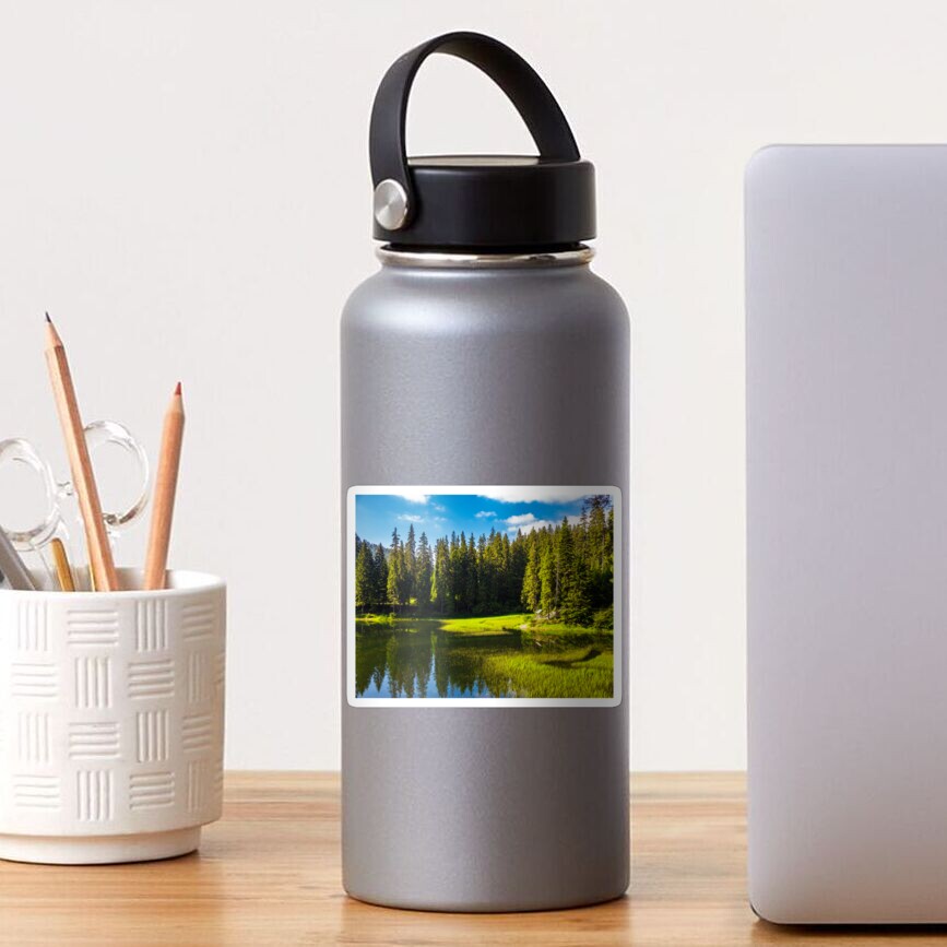 lake among the conifer forest Sticker