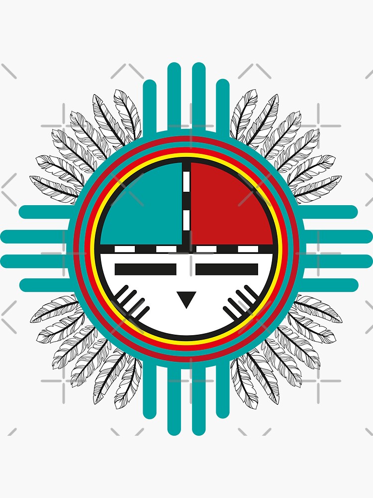 "Zuni Sun Fetish Trilogy of Terror Sunface Hopi Kachina Native American" Sticker for Sale by