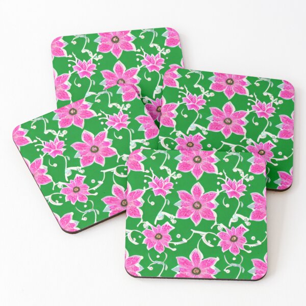 Item preview, Flower patterns and green background designed and sold by ArteEterno.