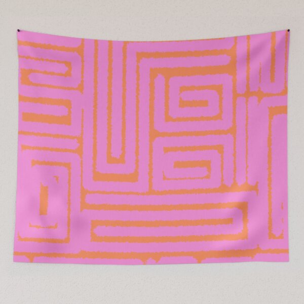 Item preview, Modern Scandinavian Hot Pink and Orange Maze designed and sold by Deutschic.