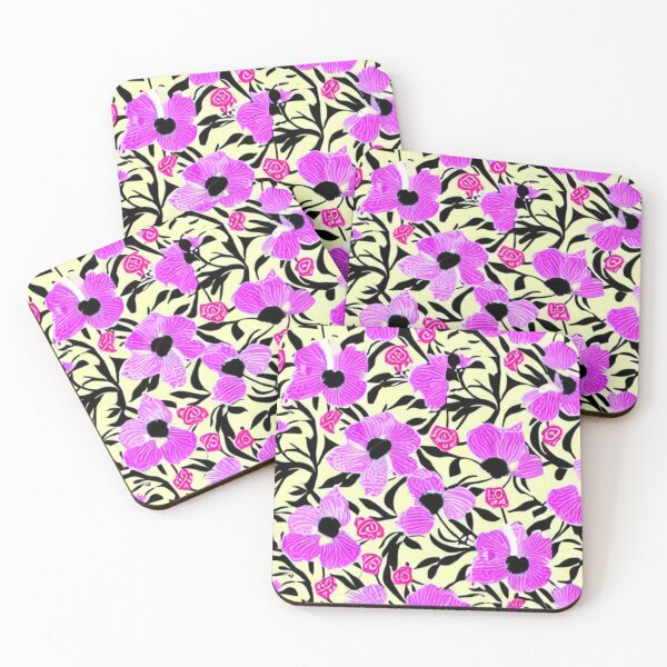 Item preview, Purple flower patterns and cream background designed and sold by ArteEterno.