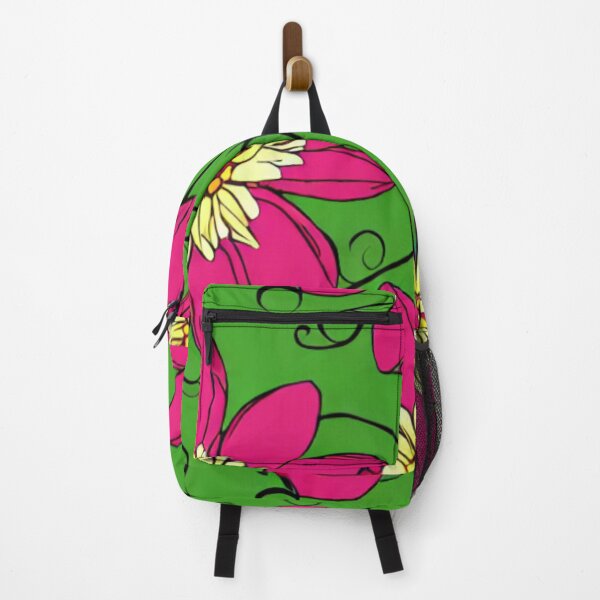 Item preview, Pink flower patterns with yellow and green background designed and sold by ArteEterno.