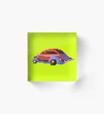 Red pixel retro car Acrylic Block
