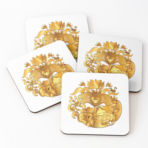 Item preview, Golden Lotus and Yuanbao, Flower Leaf and Seeds Full Print designed and sold by Moyanana.