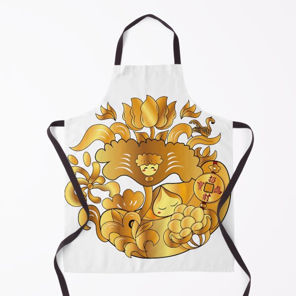 Item preview, Golden Lotus and Yuanbao, Flower Leaf and Seeds Full Print designed and sold by Moyanana.