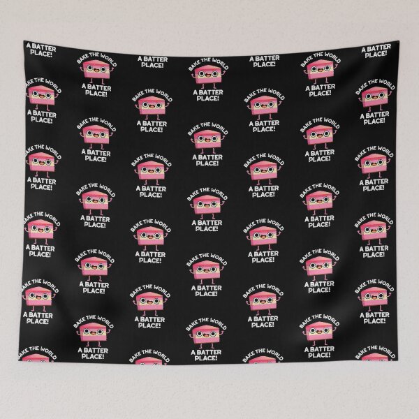 Item preview, Bake The World A Batter Place Funny Cake Puns (Dark BG) designed and sold by punnybone.