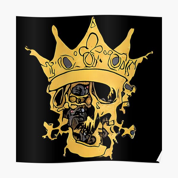 " Distorted Skull Head Wearing Gold Crown" Poster for Sale by Digital