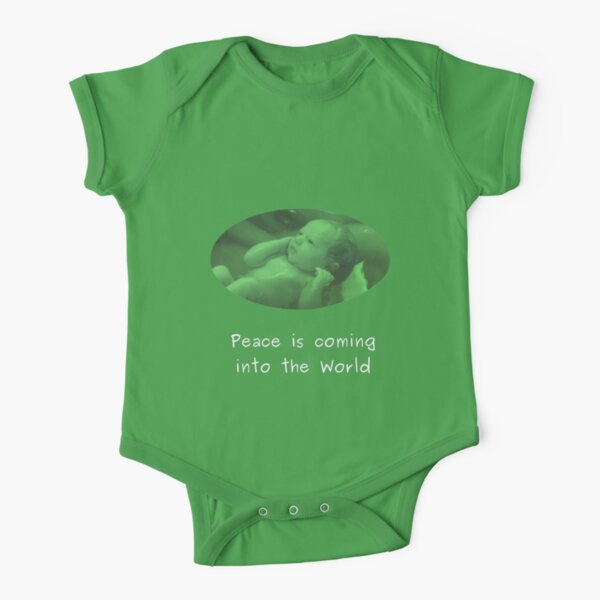 Peace into the World - Green baby clothes Short Sleeve Baby One-Piece