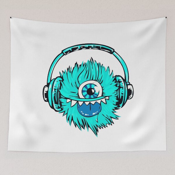 Item preview, Cute Turquoise Music Monster Face design designed and sold by Dven-Clothes.