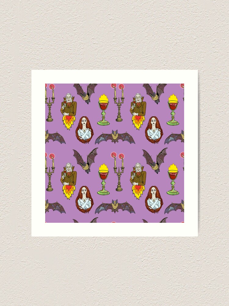 Alternate view of Vampire Halloween seamless pattern. Art Print