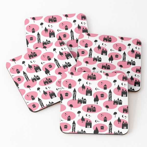 Item preview, Little Houses Under the Moonlight - pink ovals designed and sold by BeccaJaneDesign.