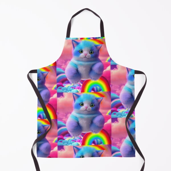 Item preview, Lavender kitten flying in the puffy cotton candy rainbow clouds designed and sold by MagicStrawberry.
