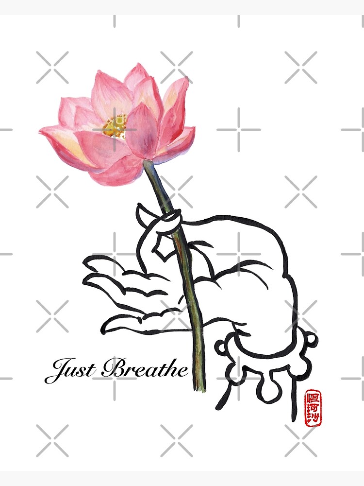 Just Breathe, Buddha hand and lotus flower | Greeting Card