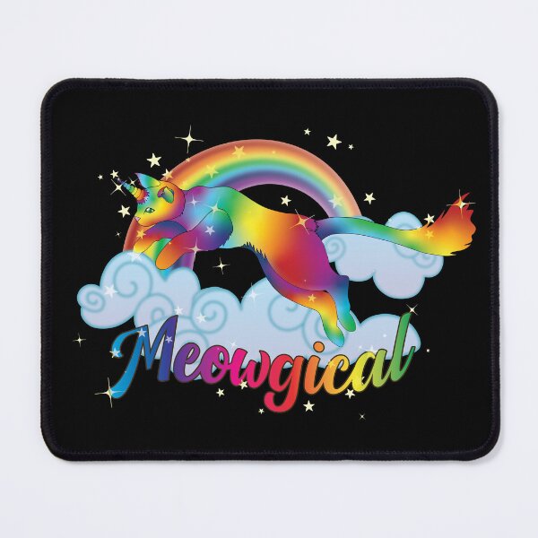 Item preview, Meowgical Rainbow Cat Unicorn jumping from clouds designed and sold by DoodleTrees.
