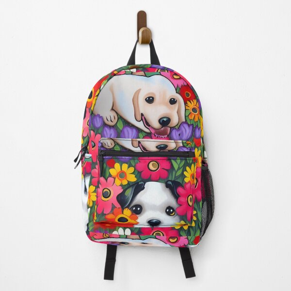 Item preview, Whimsical Cute Puppies in Field of Wildflowers Gouche Digital Painting designed and sold by Lovedogz4life.