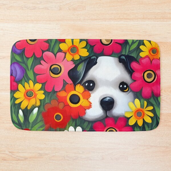 Item preview, Whimsical Cute Puppies in Field of Wildflowers Gouche Digital Painting designed and sold by Lovedogz4life.