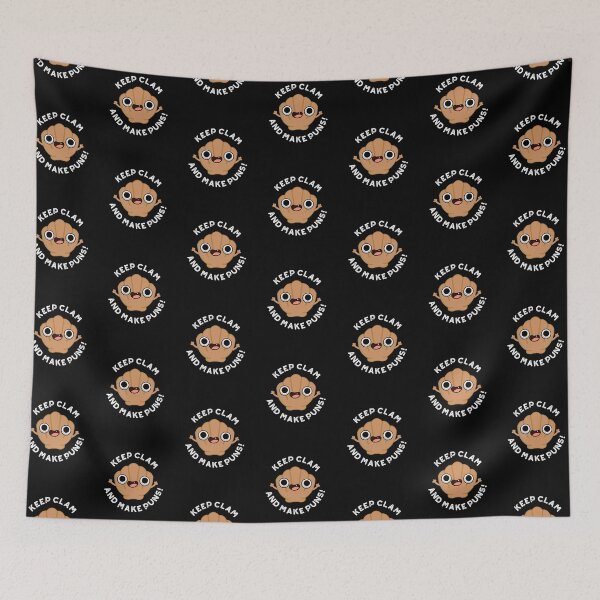 Item preview, Keep Clam And Make Puns Funny Shell Puns (Dark BG) designed and sold by punnybone.