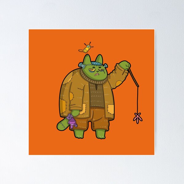 Item preview, Halloween cat frankenstein funny cat designed and sold by tactooncat.