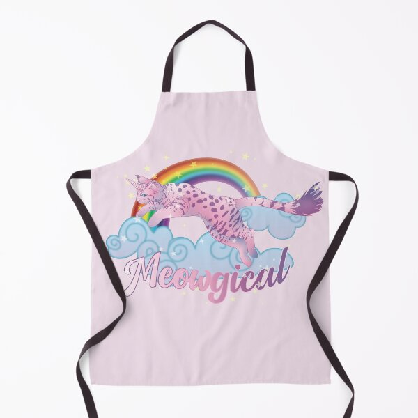 Item preview, Meowgical Pink Cat Unicorn jumping from rainbow clouds designed and sold by DoodleTrees.