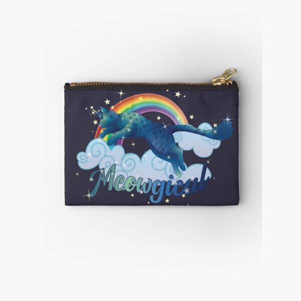 Item preview, Meowgical Blue Cat Unicorn jumping from rainbow clouds designed and sold by DoodleTrees.