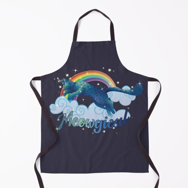 Item preview, Meowgical Blue Cat Unicorn jumping from rainbow clouds designed and sold by DoodleTrees.