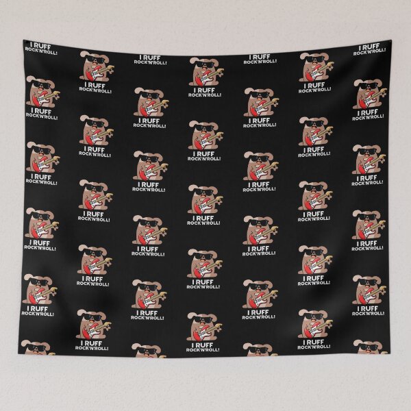 Item preview, I Ruff Rock And Roll Funny Dog Puns (Dark BG) designed and sold by punnybone.
