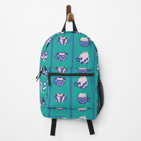Item preview, Coffee Cat Stripes in Classic Blue and Cream designed and sold by DoodleTrees.