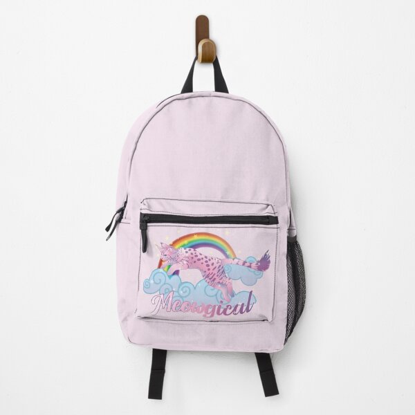 Item preview, Meowgical Pink Cat Unicorn jumping from rainbow clouds designed and sold by DoodleTrees.