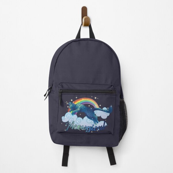 Item preview, Meowgical Blue Cat Unicorn jumping from rainbow clouds designed and sold by DoodleTrees.