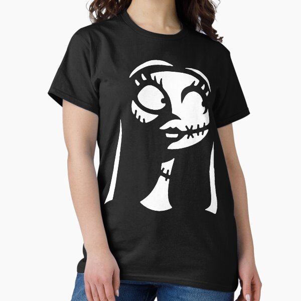 Sally in Black&White - Nightmare Before Christmas, Skellington, Pumpkin King, White, Grin, Evil, Halloween, Christmas, Finkelstein Classic T-Shirt