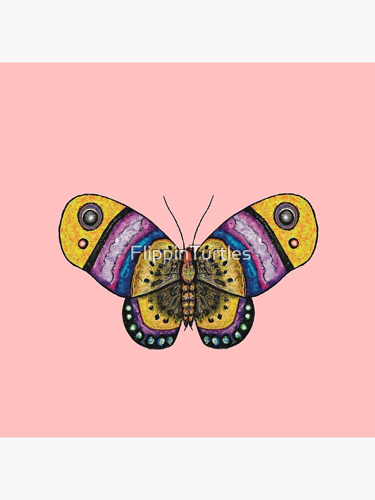 Color Pencil Drawing Butterfly Pattern #3 with Pink Background