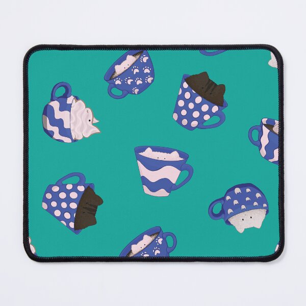 Item preview, Coffee Cats in Classic Blue and Cream designed and sold by DoodleTrees.