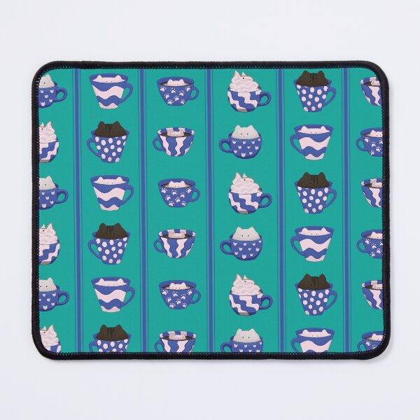 Item preview, Coffee Cat Stripes in Classic Blue and Cream designed and sold by DoodleTrees.