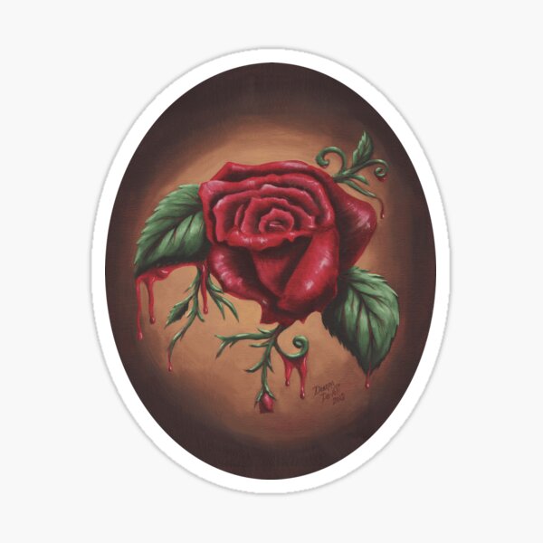 Bleeding Red Rose Gothic Rose Sticker