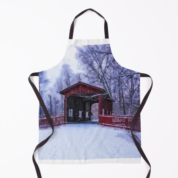 Item preview, Red Wooden Covered Bridge in Winter designed and sold by Zeph1.