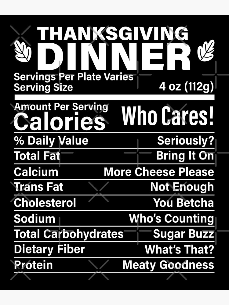 Thanksgiving Paper Plates Nutritional Facts Label Foods Gift T-Shirt