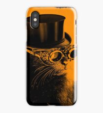 Steampunk Mojo the cat in goggles and a top hat iPhone Case