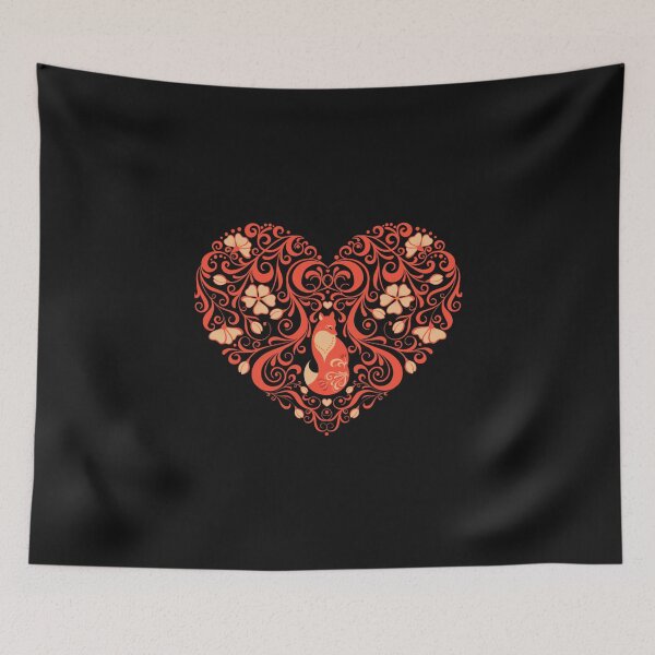 Item preview, Coeur ajouré dune fleur ornements avec un renard. Emblème, un symbole de la Saint-Valentin. Ob designed and sold by CathrineStark.