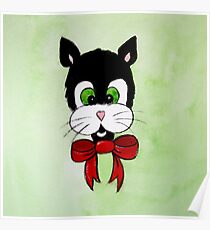 Tuxedo Cat Cartoon Poster
