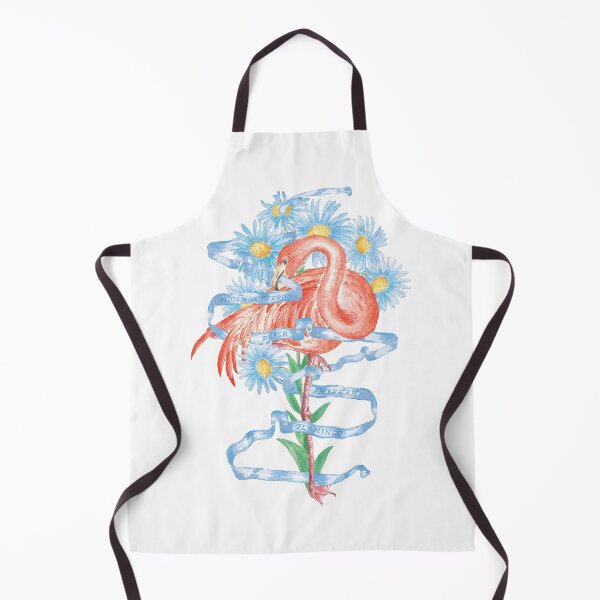 Item preview, flamingo with blue flowers designed and sold by letsgow8th.