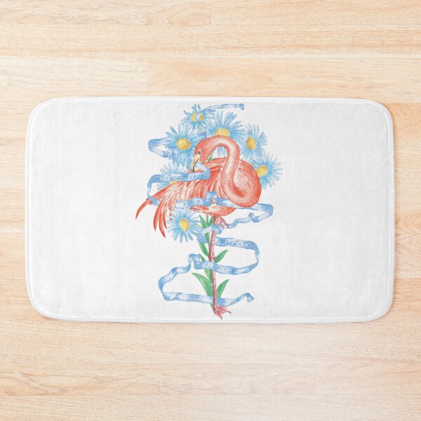 Item preview, flamingo with blue flowers designed and sold by letsgow8th.