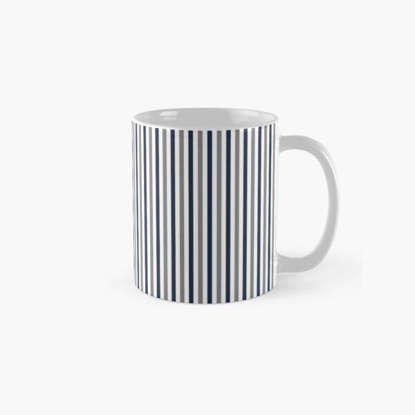 Navy White and Grey Vertical Stripes Classic Mug