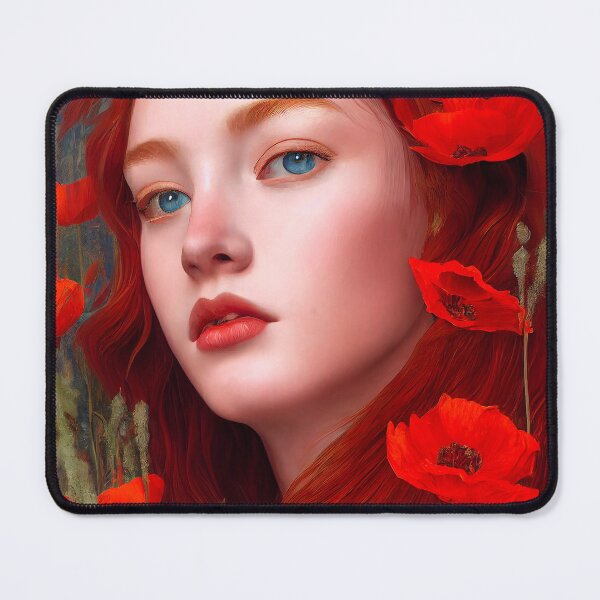 Item preview, Beautiful red head girl with poppies designed and sold by ladarkepoque.