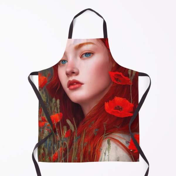 Item preview, Beautiful red head girl with poppies designed and sold by ladarkepoque.