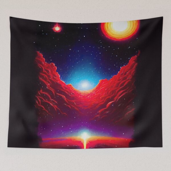 Item preview, Futuristic retro space with red nebula designed and sold by AnnArtshock.
