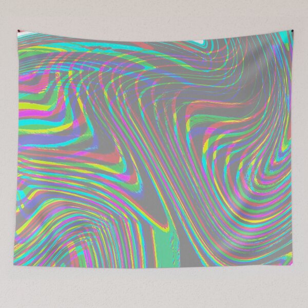 Item preview, Modern Liquid Swirl Abstract Pattern Square Vibrant Neon Tones and Grain Grey Multicolor Design designed and sold by theprintedclub.