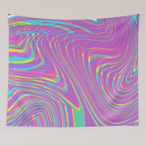 Item preview, Modern Liquid Swirl Abstract Pattern Square Vibrant Neon Tones and Lilac Multicolor Design designed and sold by theprintedclub.